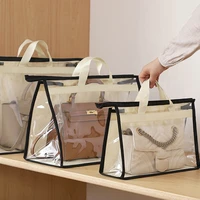 transparent handbag storage bag wardrobe closet dust proof bag large pocket with zipper portable foldable handbag dust cover