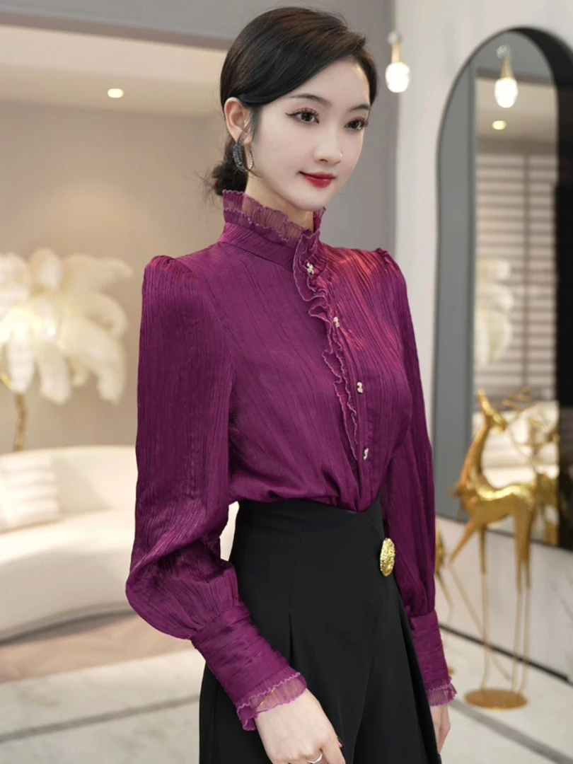 Плюс размер ранняя осень топ High Sense 2024 новые французские рубашки для молодежи