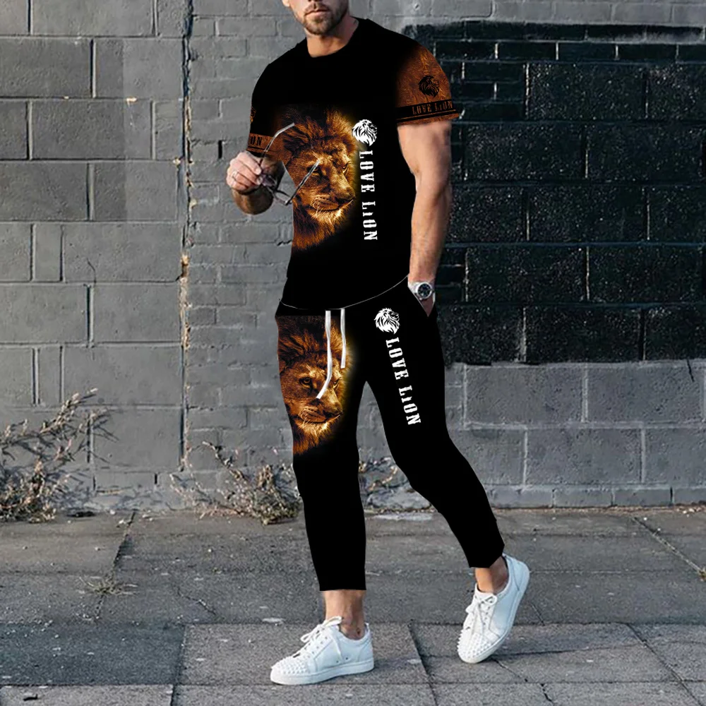 2023 Men's Clothing Tracksuit Set 2 Piece Sports Suit 3d Print Summer Casual Men Sets Outfits Short Sleeves T-shirt+Pants