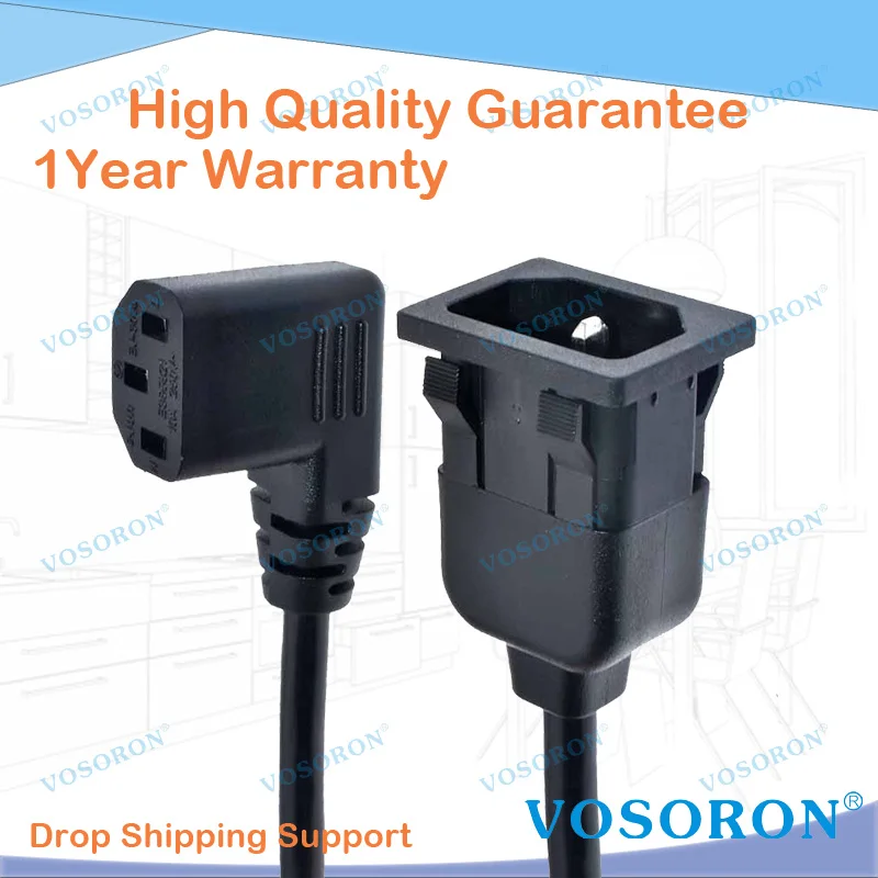 

Кабель питания для монтажа на панели от C14 до C13, правый изогнутый, 90-градусный удлинитель питания IEC 320 C13 «мама» на C14 «папа» PDU