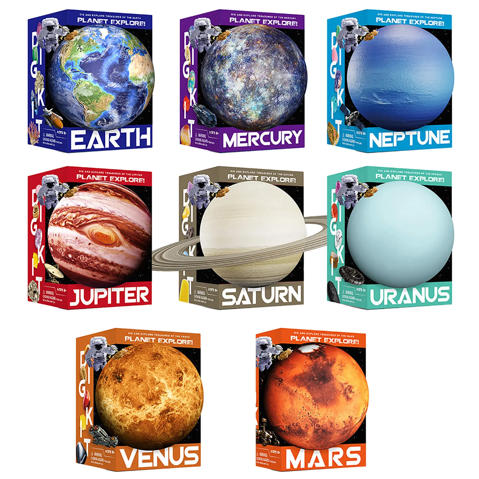 

Planet Explore Dig Kit Solar System Eight Planets Science Exploration Gem Mining Set Archaeological Excavation Toy Kids Gift