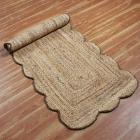 Rug and Carpet of Living Area Handmade Braided Style Natural Jute Area Rug Runner Floor Mat Geometric 2.6x 10 Feet Carpe