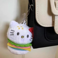 kawaii sanrio cartoon hamburger hello kitty plush doll mini kitty keychain couple bag pendant backpack ornaments birthday gift