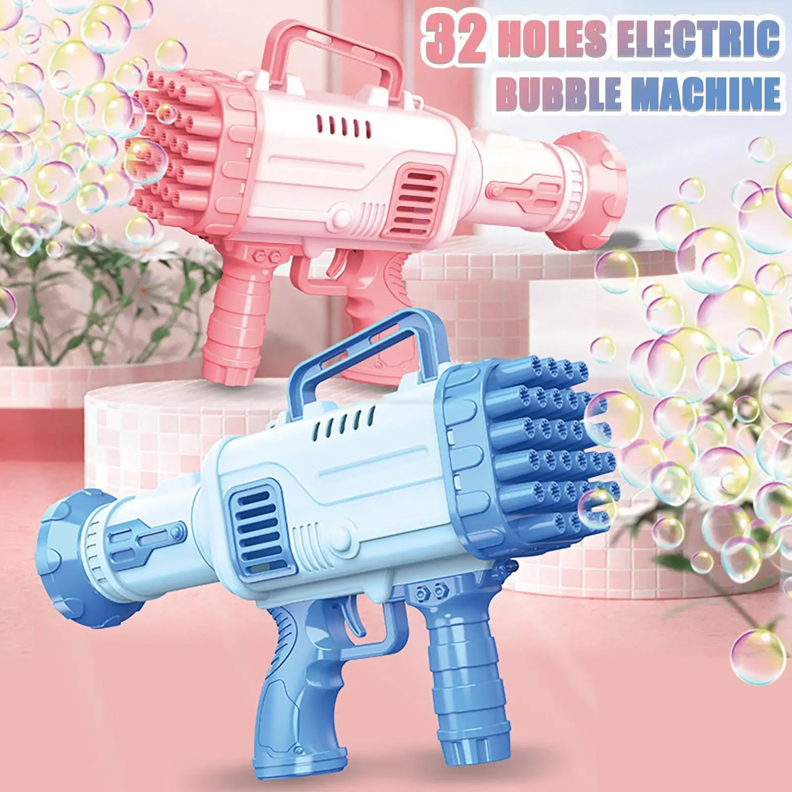 

32 Holes Bubble Gun Rocket Toys Gatling Bubble Machine For Children Automatic Bazooka Bubble Gun Soap Bubble Maker Toy