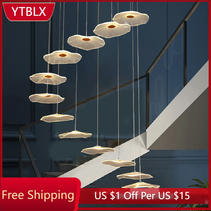 

Modern chandelier duplex apartment staircase chandelier luxury hotel villa living room chandelier