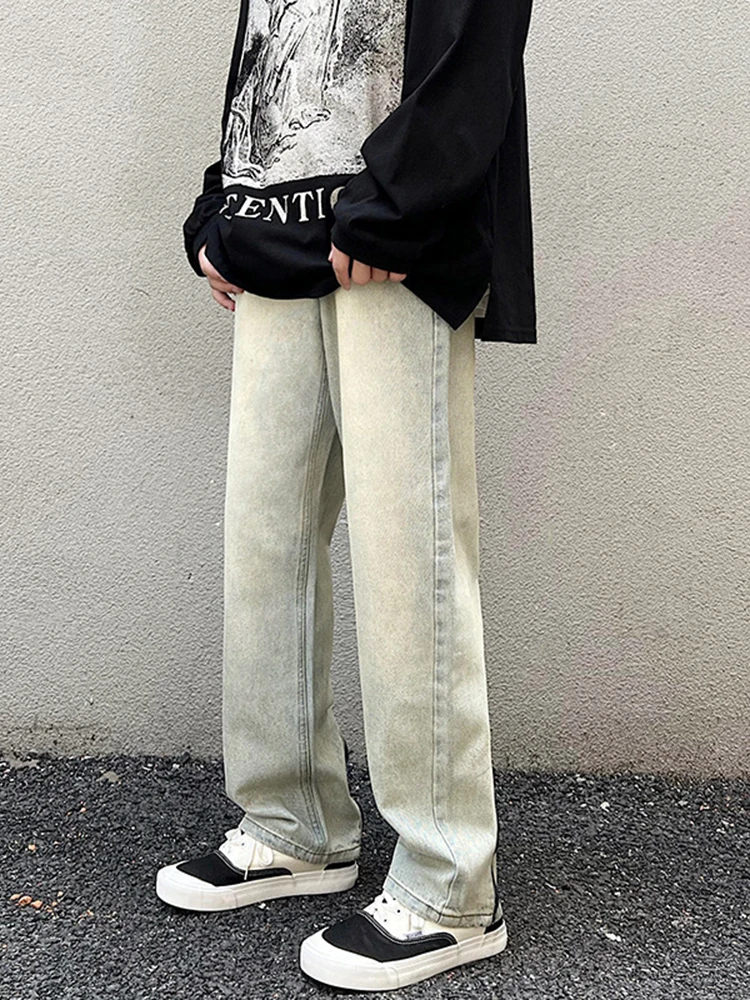European and American Men's Four Seasons High Street Y2K Jeans Loose Straight Trend Wide Leg Trousers Streetwear Ins Hot Sale