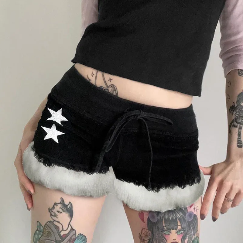 Hot Girls Printed Velvet A-line Skirt Women Autumn 90s Hot Girls Y2K Gothic Streetwear High Street Korean Fashion Retro