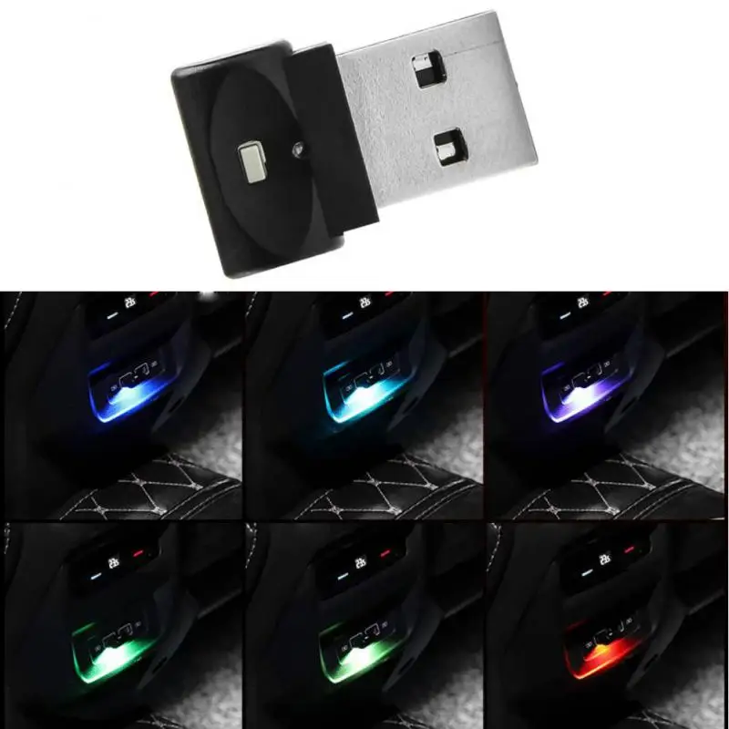 

USB автомобильный атмосферный мини-светильник, светодиодный автомобильный внутренний светильник, красочная декоративная лампа, автомобиль...