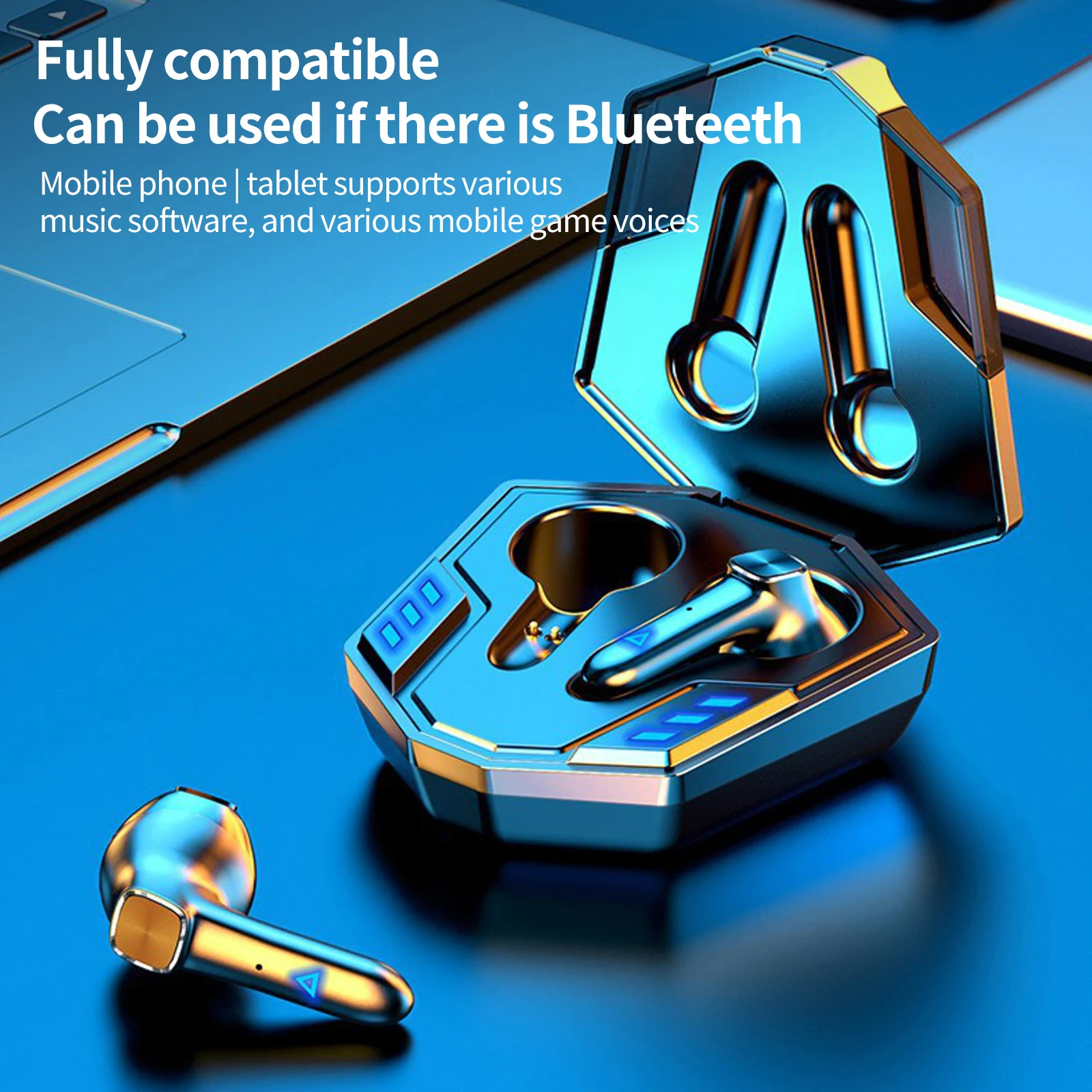 

Wireless Bluetooth Headset V5.0 Chip with Charging Compartment Control Voice Function Music Calling Working Gaming Headset BH113