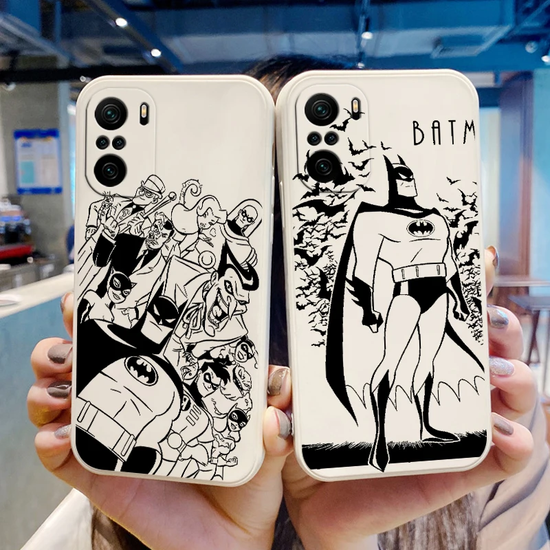 

Cartoon Superhero Batman Move For Xiaomi Redmi Note 12 12Pro 11 11S 11T 10S 10 9S 9T 9 8 Pro Plus 5G Liquid Rope Phone Case