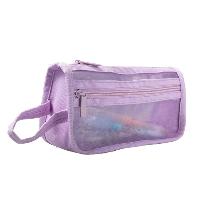 

Portable Double Layer Storage Bag Cute Transparent Fixed Fixed Organizer Pencil Case For Students, College