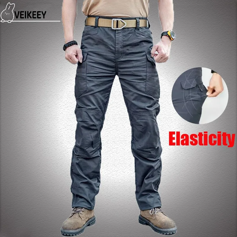 

Mens City Tactical Pants Multi Pockets Cargo Pants Elasticity Military Combat Cotton Pant SWAT Army Slim Fat Casual Trousers 5XL