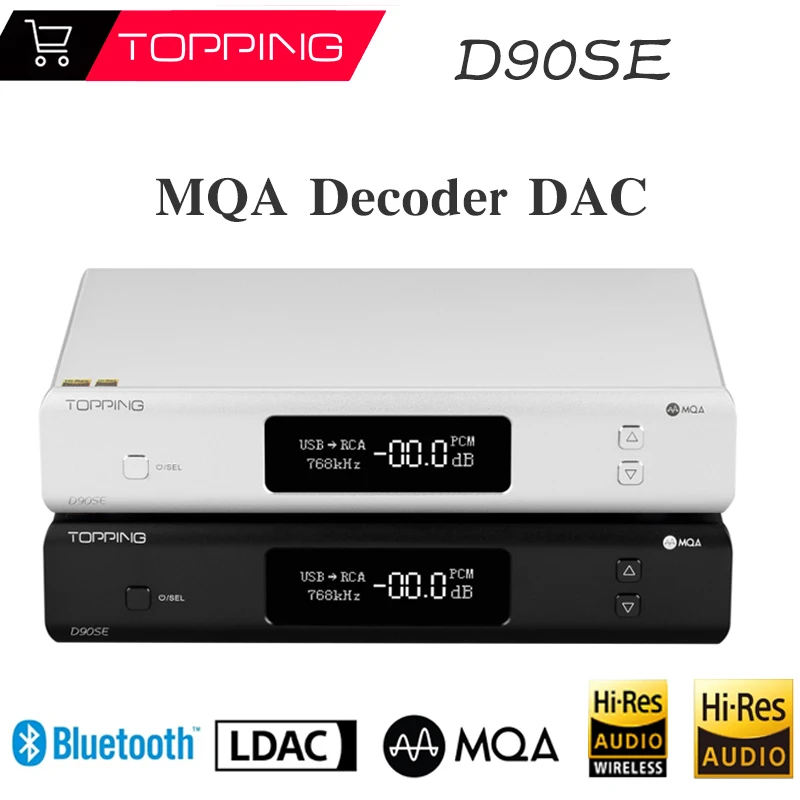 

TOPPING D90SE ES9038Pro MQA DAC Bluetooth 5.0 DSD512 PCM768kHz Fully Balanced HiFi Decoder Great Full Format USB Sound Card