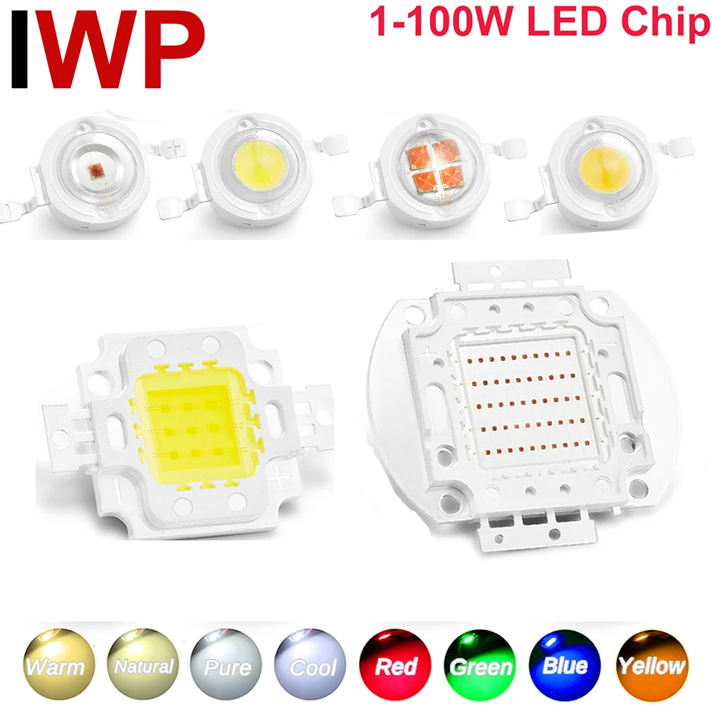 

High Power Led Chip 1W 3W 5W 10W 20W 30W 50W 100W LED Light Bulb Bead Warm Cold White Red Green Blue Yellow Rgb Floodlight Diode