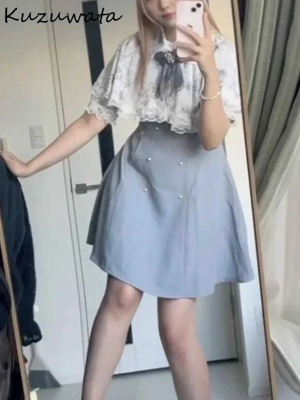 Kuzuwata милое французское платье трапециевидной формы с круглым вырезом элегантное