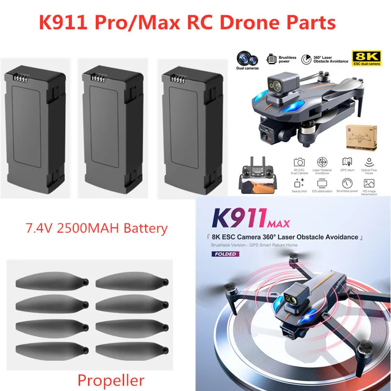 

K911 MAX GPS RC Drone Parts 7.4V 1800mAh Battery/Propeller K911 PRO Drone Accessories K911 MAX Obstacle Avoidance Drone Battery