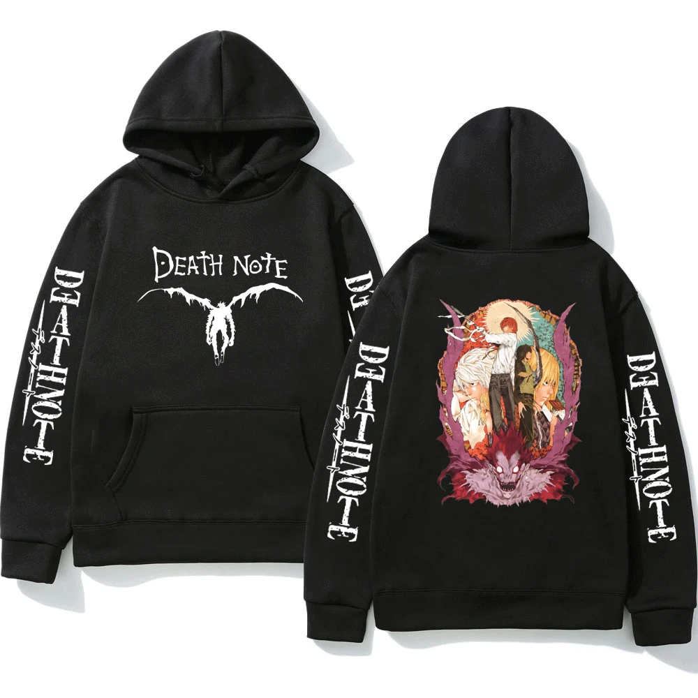 

Толстовка Мужская/женская с капюшоном, свитшот с мультяшным принтом «Death Note», флисовый пуловер с длинным рукавом и графическим принтом, с му...