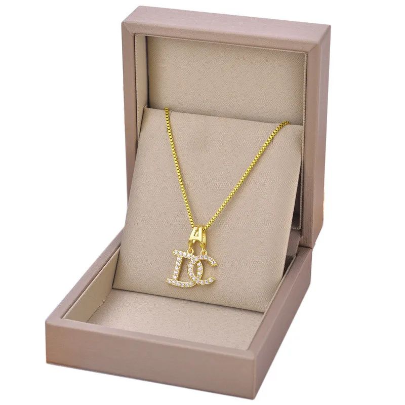 

316L Stainless Steel Exquisite Micro-set Zircon DC Pendant Color Preservation Fashion Design Box Chain Titanium Steel Necklace