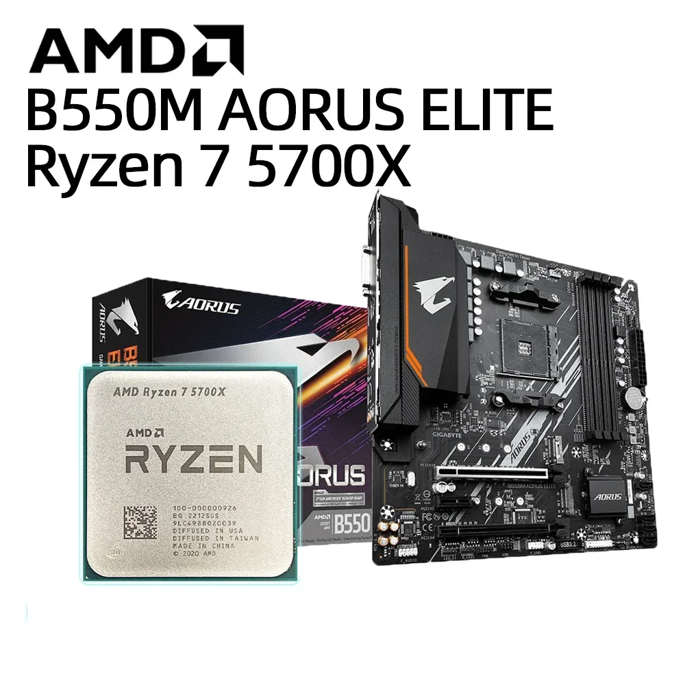 Новый процессор AMD Ryzen 7 5700X + комплект материнской платы B550M AORUS ELITE R7 3 4 ГГц 8-ядерный