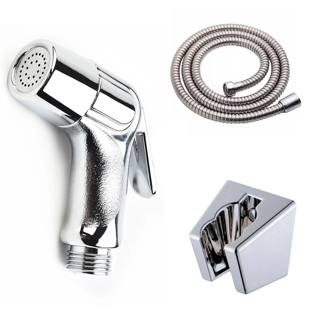 

Silver Bidet Sprayer Set Bathroom Handheld Held Shower Head Douche Bidet Toilet Spray With 1.5m Hose Home Accessories