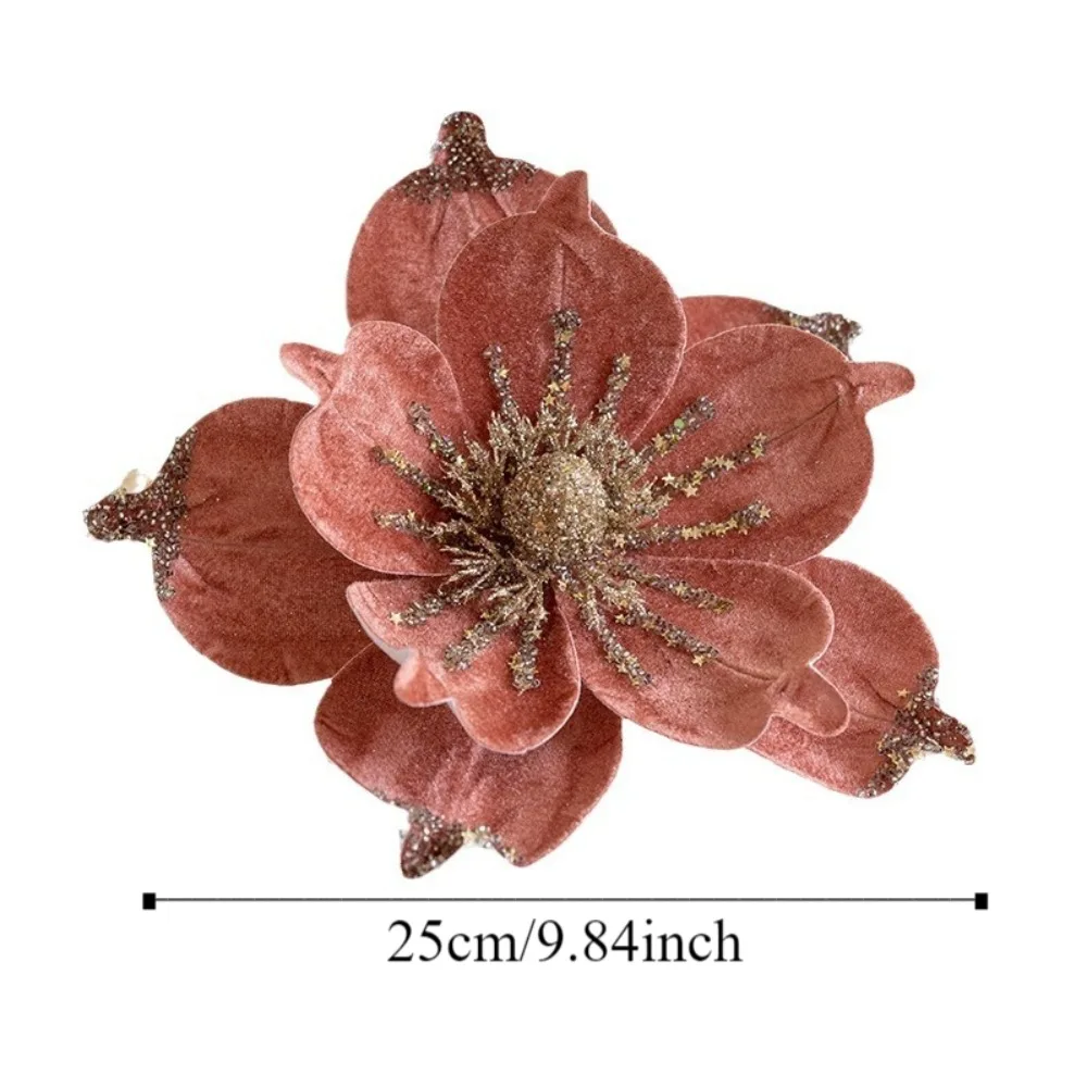 Рождественские искусственные пуансеттийские блестящие цветы блестки