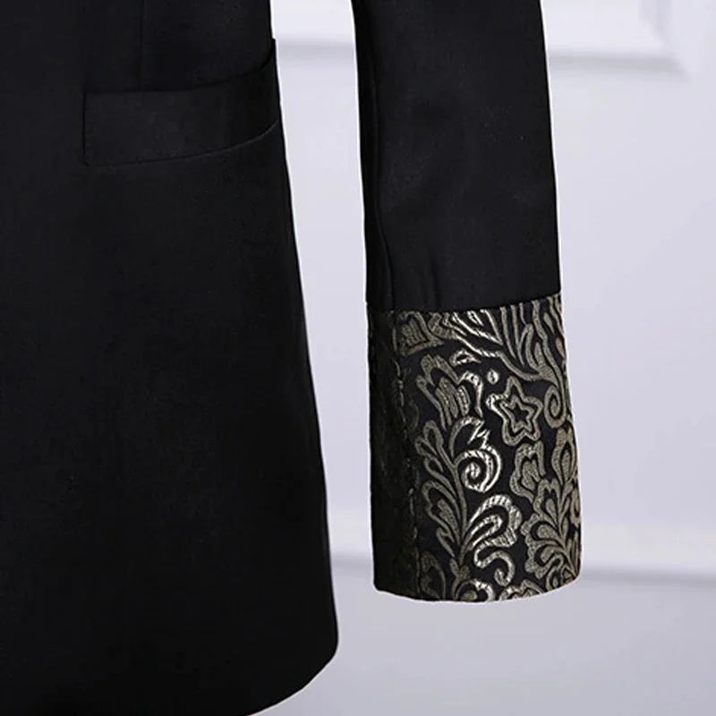 Роскошное Золотое Платье с цветочной вышивкой мужской костюм-смокинг в