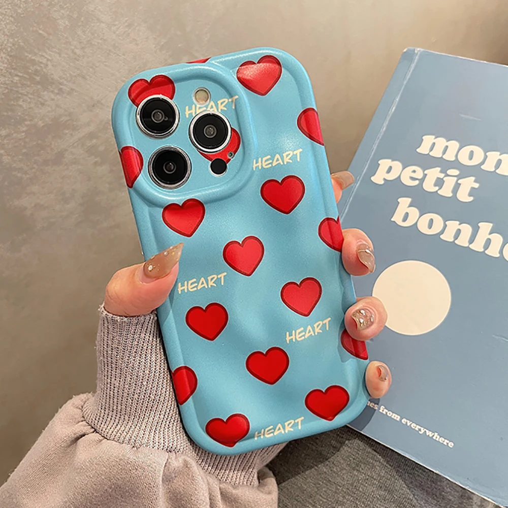 

3D Meteorite Pattern Cute Heart Love Shockproof Phone Case For iPhone 14 11 12 13 Pro Max Lovely Soft Silicone Back Cover Case