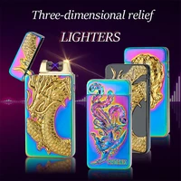 brand new jinlun arc lighters double plated dual arc usb charging pulse personality metal cigarette lighter mens gifts jl603