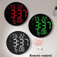 10 inch Silent Led Electronic Round 3D Large Wall Clock Digital Temperature Humidity Date Display Alarm Clock Modern Home Decor