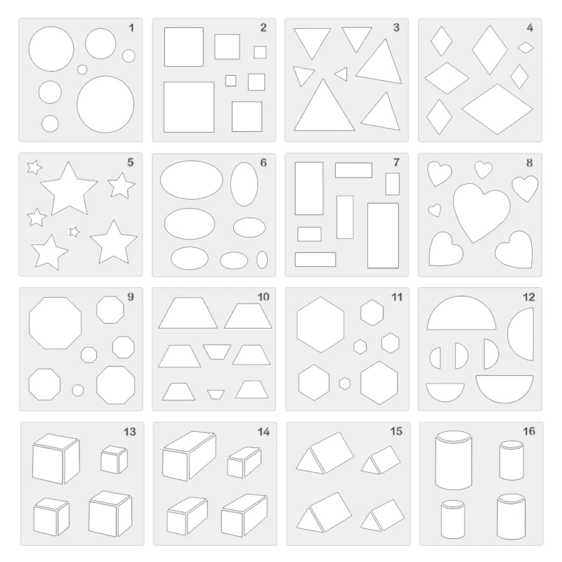 

16 шт., детские пластиковые трафареты