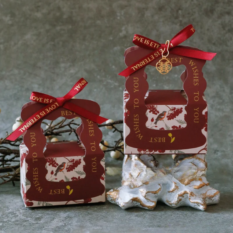 

Wedding Party Favor Boxes with Handle and Ribbon Chocolate Candy Treat Boxes Bridal Shower Party Paper Gift Boxes Party Favors