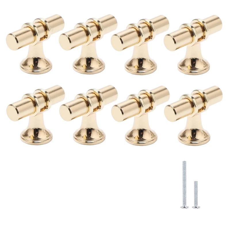 

8 Packs Champagne Gold Cabinet Knobs Drawer Knobs Euro T Bar Cabinet Handles Modern Knobs For Cabinets And Drawers