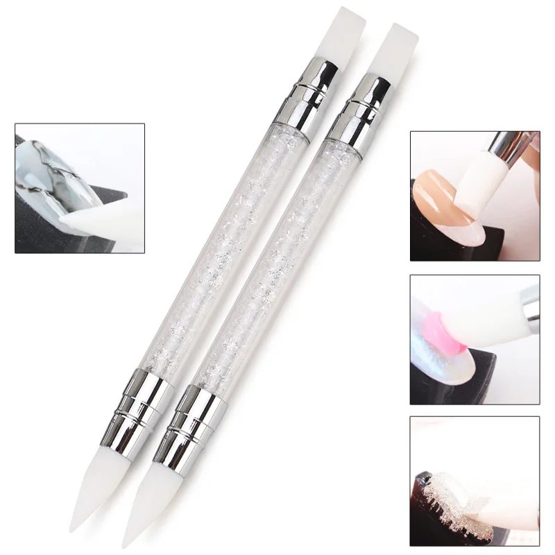 

1pc Dual-Ended 2 Ways Nail Art Silicone Sculpture Pen Carving DIY Painting Glitter Rhinestone Acrylic Manicure Dotting Nail Tool
