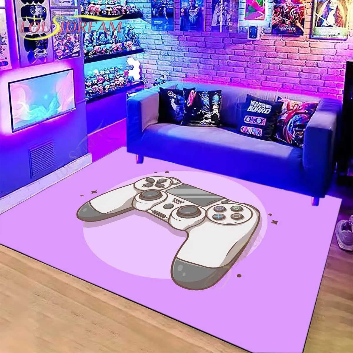 

Anime Gamer Rugs for Bedroom Boys Teens Printed Game Gamepad Carpets Living Room Mat Home Decor Non-Slip Decor Doormats