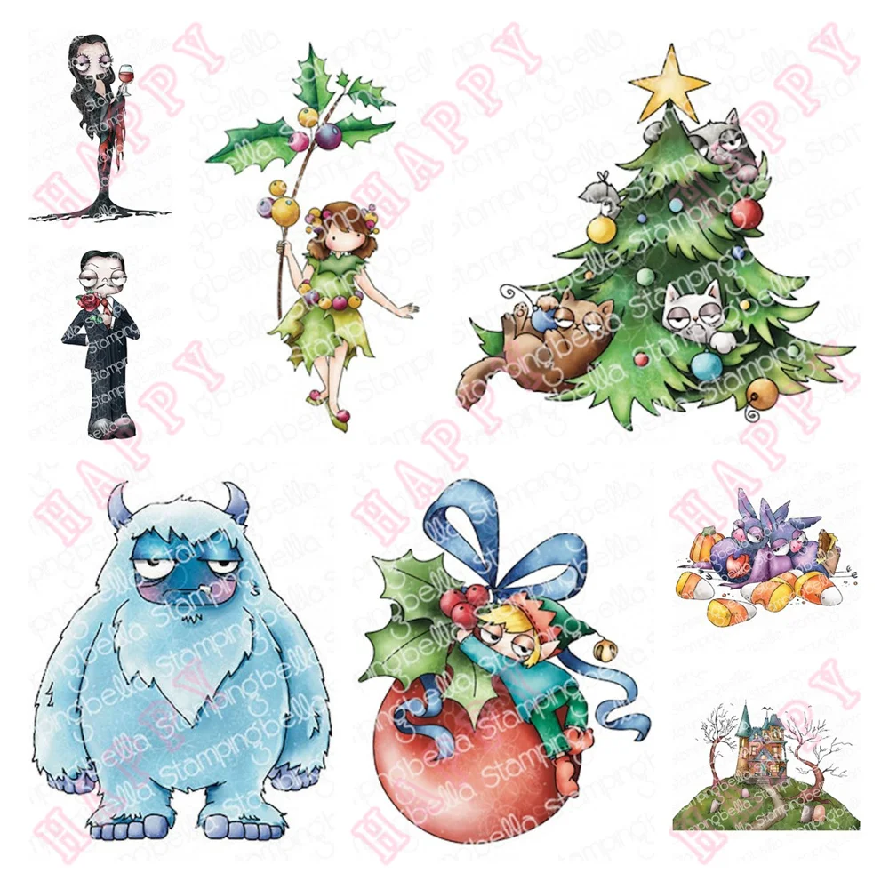 Прозрачные штампы с изображением конфет и тыкв