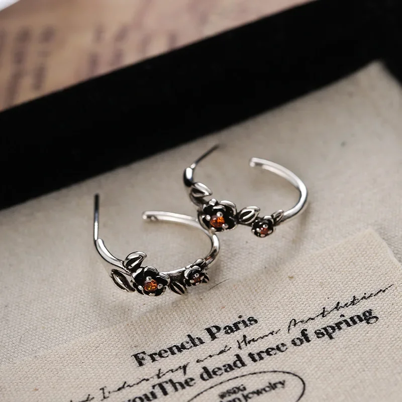 Женские серьги с 3D розами гибкие полукруглые в форме буквы C элегантные