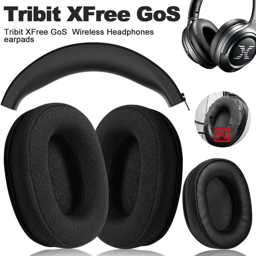 Фото Подушечки для наушников для Tribit XFree GoS, сменные подушечки для наушников, сетчатые тканевые чехлы с эффектом памяти, губка, мягкий протеин №1