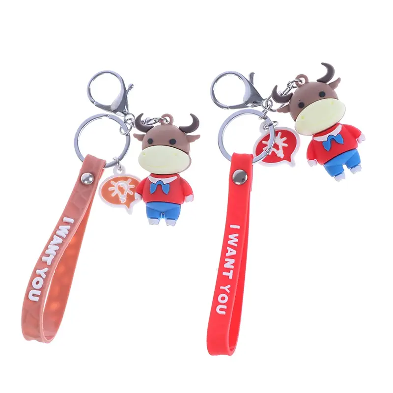 

1Pcs Lovely Cartoon Dairy Key Chain Cute Cow Doll Keychain Girl Bag Pendant Accessories Keyring