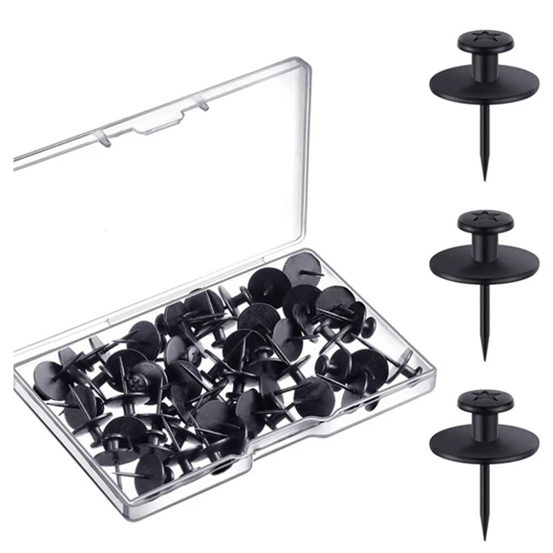 

50 Pcs Double Headed Picture Hangers Nails Black Thumb Tacks Small Head Hanging Nails