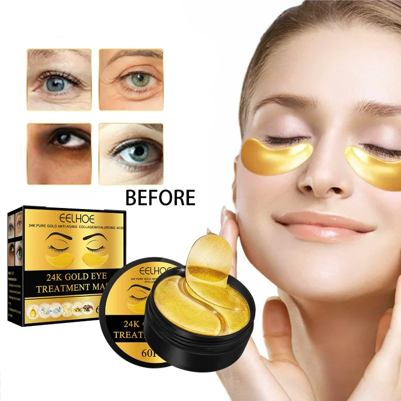 

Collagen Eye Mask 24K Gold Eye Patch Seaweed Eye Dark Circles Anti-Puffiness Anti-Aging Moisturizing Eyes 60pcs