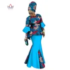 Комплект одежды женский из 2 предметов, короткий топ с рукавами-колоколами и длинная юбка, русалка в африканском стиле, макси Одежда с бесплатным шарфом WY2493
