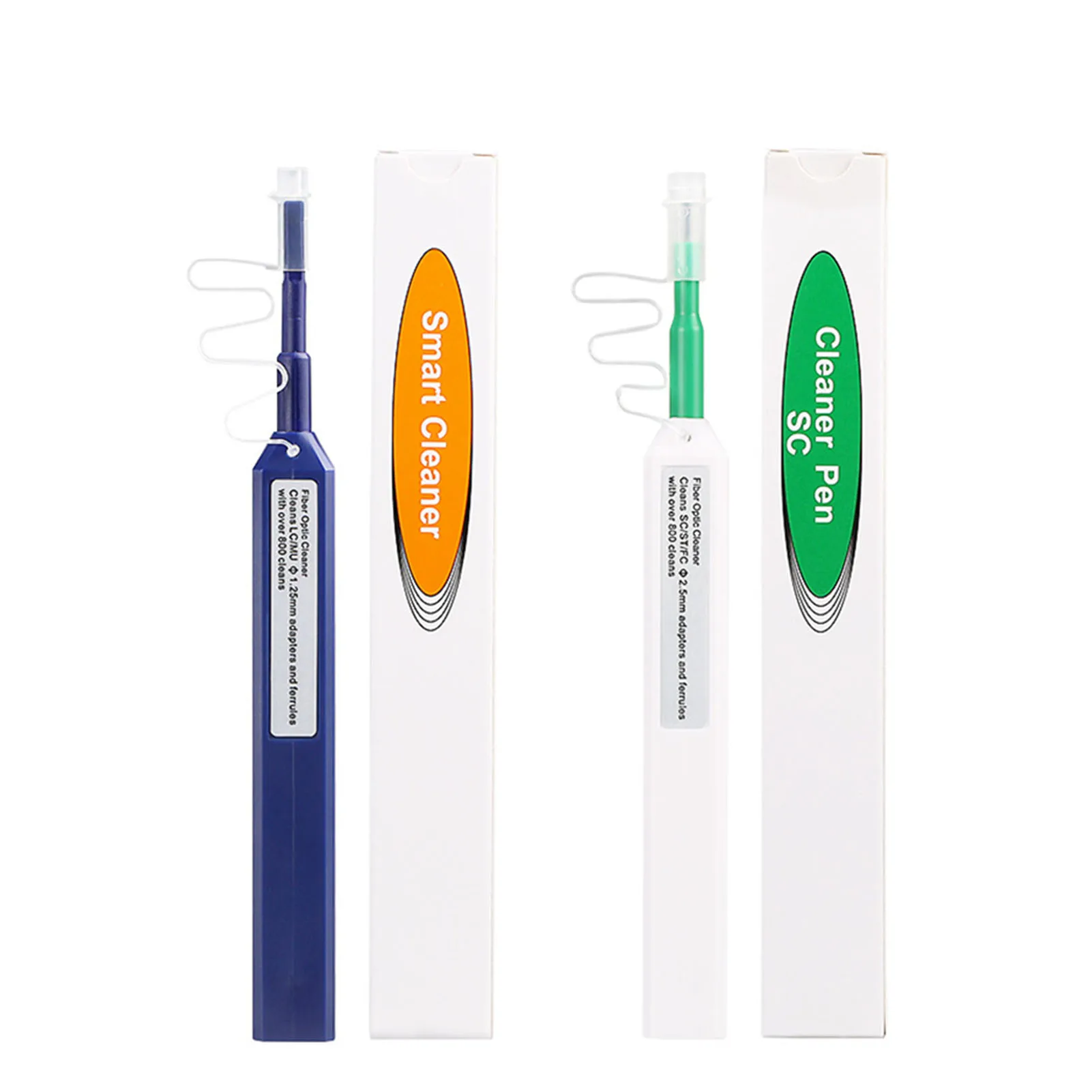 

2pcs/set Multifunction Anti Static Resin Ferrule Connector Network 180 Degree Rotation Fiber Optic Cleaning Pen Push Type Office