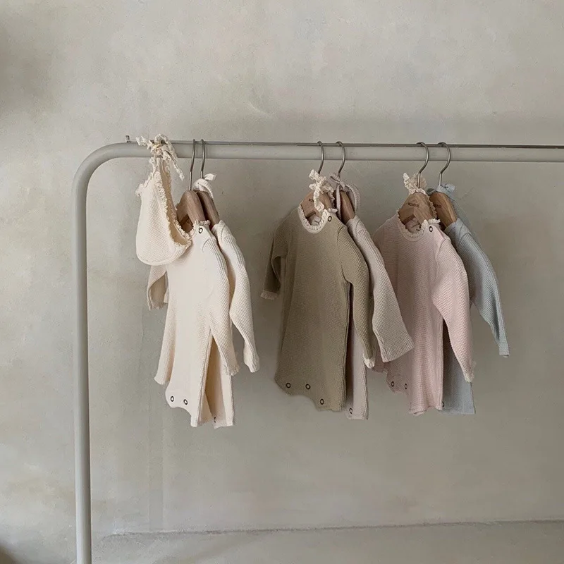 Freely Move 2022 Toddler Baby Girls Cotton Bodysuit Autumn Infant Jumpsuit Knitwear Outfits Newborn Baby Sweater And Baby Hat