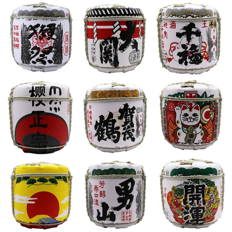 Фото Декоративная винная бочка в японском стиле Каваи 27x27 см для демонстрации в суши-барах и ресторанах, украшение для винного погреба с сакурой №2