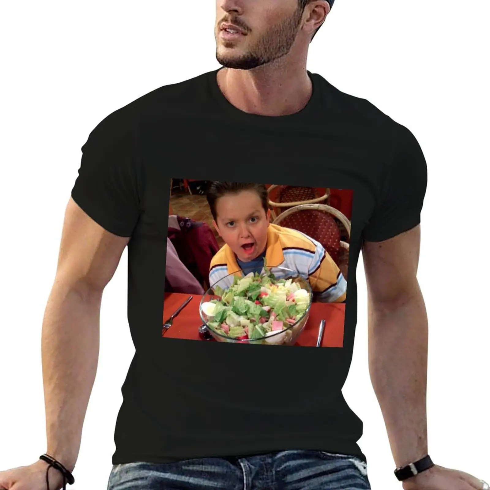 Фото Футболка Gibby with a salad, мужская футболка с графическим принтом, винтажная футболка, мужская однотонная хлопковая футболка, мужская футболка №1