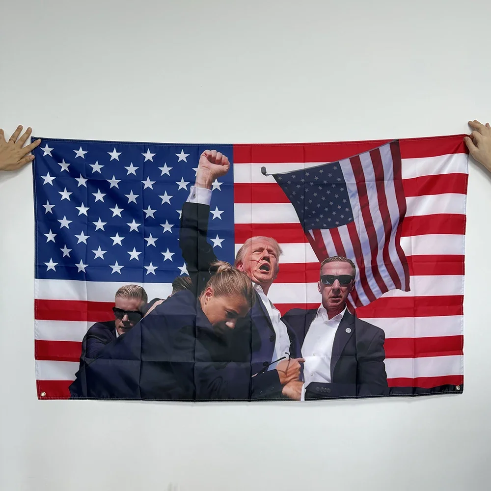 90x150 см крутое оформление в виде фотографий с изображением Трампа сражений 2024