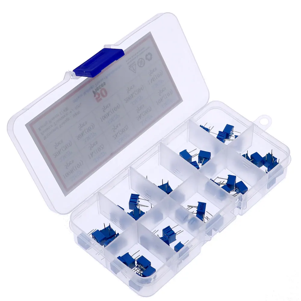 Набор потенциометров onekit 50 шт. 10 значений 100 Ом-1 МОм