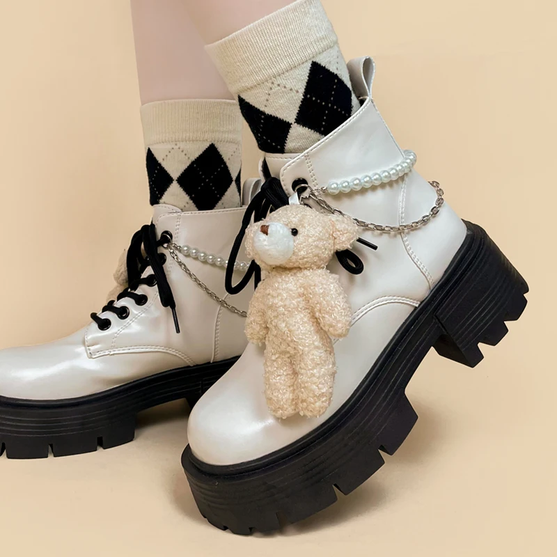 Женские ботильоны на платформе Amy and Michael белые ботинки массивной подошве в стиле