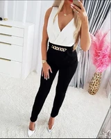 womens jumpsuit sleeveless jumpsuit with colorful block chain 2022 summer new