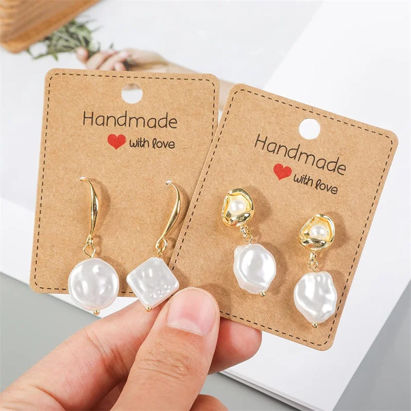 50pcs 6.5x5cm Earring Display Cards Paperboard Cardboard For  Jewelry Stand Holder Small Business Packaging Organizer Supplies images - 6